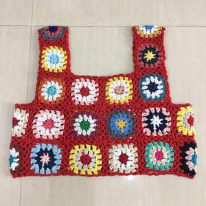 Top court sexy bohème en <span class=keywords><strong>crochet</strong></span> floral pour femme, <span class=keywords><strong>gilet</strong></span> tricoté fait main <span class=keywords><strong>Granny</strong></span> Square, cache-maillot de plage d'été - Product Image 4