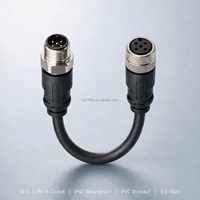 Cable de conexión HYF sobremoldeado y blindado M12 de 5 pines con código A para sensor y actuador, cable PUR para conexión de dispositivos IO-Link CNC en fábrica