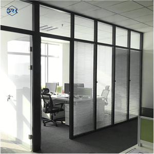 Cloison de séparation en aluminium dépoli, cloison de bureau transparente, mur de confidentialité, double vitrage de 100 mm, loupe intégrée, design moderne - Product Image 6