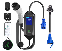 Chargeur portable pour véhicule électrique, câble de charge Type 2, courant 16A 32A, écran LCD, IEC 62752, IP65, prise UK, Schuko, AU, Suisse