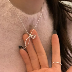 Collier en argent pur S925, version coréenne, perles géométriques, polyvalent, haut de gamme, avec tube en argent massif et design de niche - Product Image 2