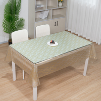 Nappe rectangulaire transparente en PVC RNPT, motif petites fleurs dorées, pour réceptions de mariage et tables de banquet