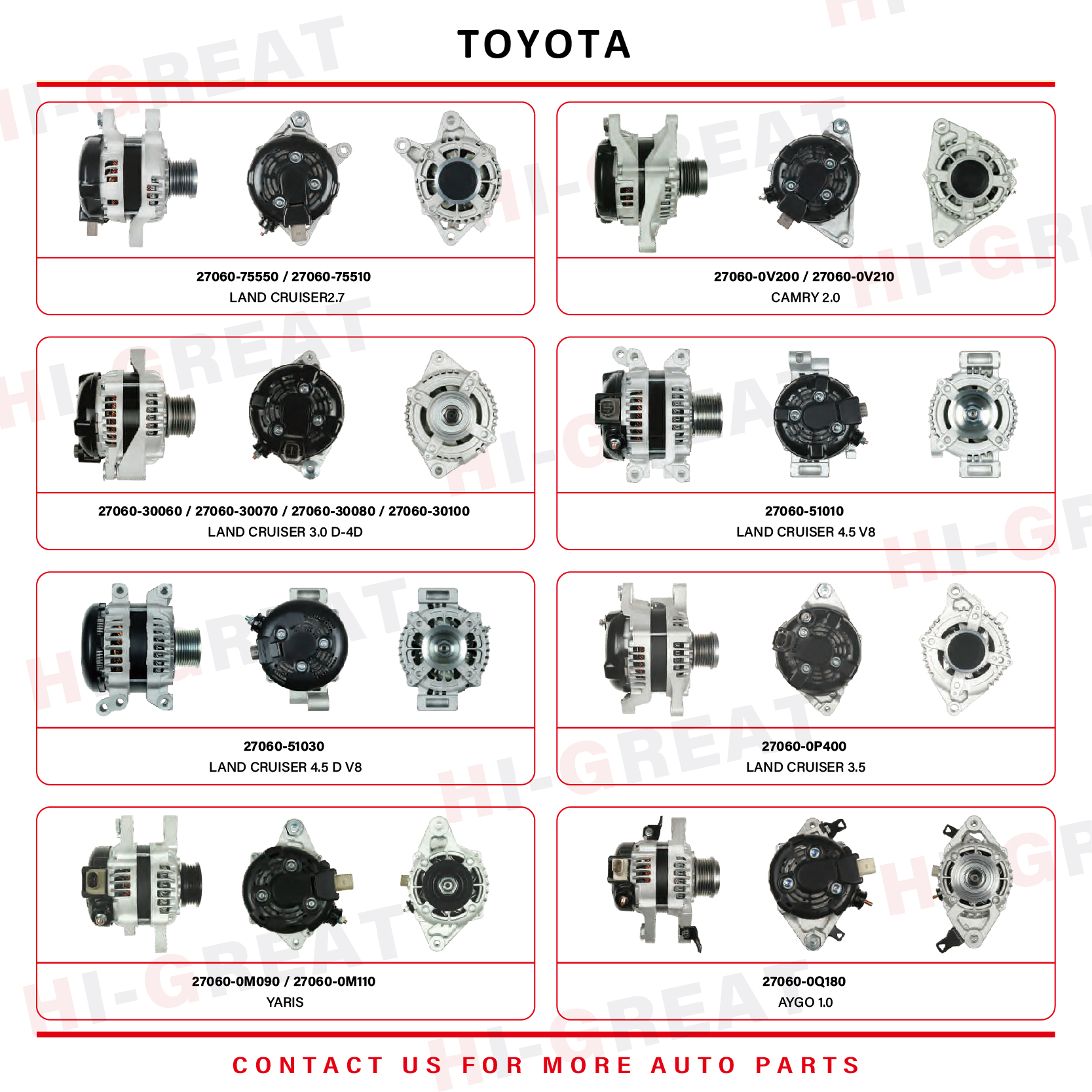 12V 130A Alternator Assembly for Toyota Coaster (1997-2016) - New