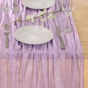 Camino de mesa de gasa rústica color lila de 10 pies para decoración de Primavera y Pascua, ideal para despedidas de soltera. - Product Image 3