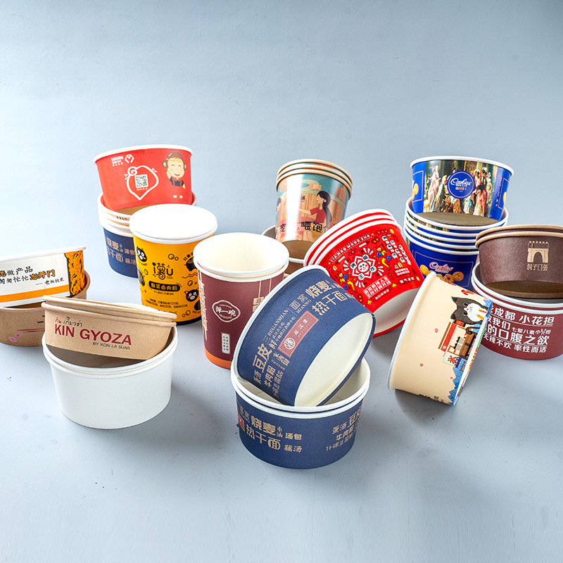 Single Wall 32oz Soup & Stock Pots Kraft Paper Cup Disposable Food Packaging Bowl Craft Paper Style
