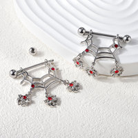Anillos de pezón de telaraña de 14G al por mayor circonita roja con rosca externa piercing de pezón joyería