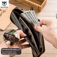 Dompet Pria Merek BULLCAPTAIN Dompet Kulit Asli Pria Dompet Rfid Tas Penyimpanan Multifungsi Dompet Koin Tas Kartu