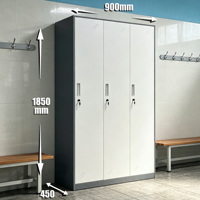 Armoire de rangement métallique pour vêtements, casier de gym à 3 portes verrouillable en acier, armoire de rangement pour centre de fitness, casier métallique pour personnel