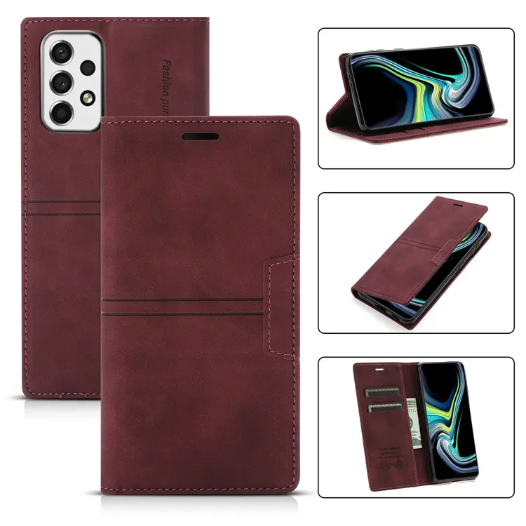 High Quality Leather Flip Wallet Mobile Magnet PU Phone Case For Vivo Y33S Y21 2021 S1 Huawei Y6 Y7 2019 Nothing phone 1 Holster