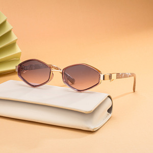 Women Tiyo ABB0356 Polygonal Sunglasses Chain UV400 Protection Full Rim <b>Plastic</b> Metal <b>Frame</b> Class 2 Sunshades Outdoor Street - Product Image 3