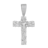 Pendentif chaîne hip-hop personnalisé en argent sterling 925, moissanite VVS, plaqué or véritable, bijoux glacés, pendentif croix pour homme