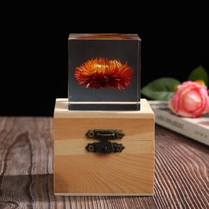 Cubo de resina Margarita adornos de cristal colorido crisantemo girasol amaranto diente de león resina bloque de cristal - Product Image 5