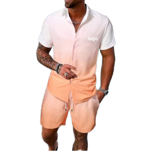 Conjunto de 2 Piezas para Hombre, Camisa de Manga Larga con Botones y Pantalones Cortos, de Lino y Algodón Bordado, Estilo Vintage, Secado Rápido, Cómodo, Verano 2026 - Product Image 1