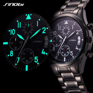 SINOBI nouveau pilote hommes chronographe montre-bracelet étanche Date luxe en acier inoxydable plongeur hommes genève <span class=keywords><strong>Quartz</strong></span> Relogio Masculino - Product Image 4