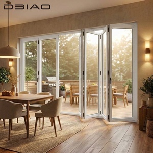 Porta Pieghevole in Alluminio Bianco con Vetro Temperato, Sistema a <span class=keywords><strong>4</strong></span> Pannelli, Design Moderno, Impermeabile per Uso Esterno in Villa e Terrazza - Product Image 2