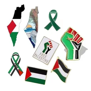Free Gold Plating Broche palestina Bandeira pin mapa Design Esmalte palestina pin badge