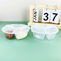 Gobelet à sauce jetable en PP de qualité alimentaire, 3 compartiments, 150 ml, transparent avec couvercle à charnière, récipient à condiments pour salade à emporter