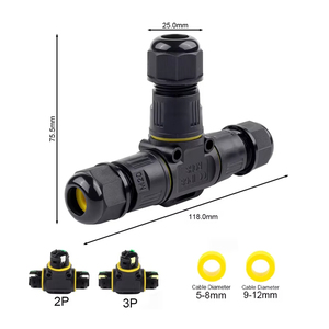 Connecteur étanche IP68 pour câble, dispositif de raccordement à trois voies, type T, terminal de câblage extérieur résistant à la pluie, câblage LED - Product Image 2