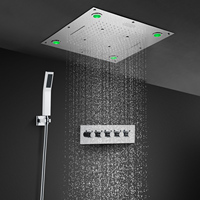 Ensemble de douche portable multifonction moderne de 24 pouces, salle de bain carrée chromée, douche de pluie murale