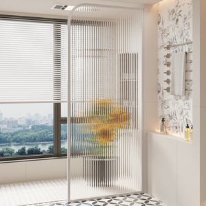 Mampara de Ducha de Estilo Crema, Aleación de Aluminio, Vidrio Templado Translúcido, Hecha a Mano, Separación de Zonas Secas y Húmedas, <span class=keywords><strong>para</strong></span> Cuarto de Maquillaje - Product Image 5