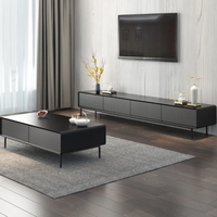 Meuble TV Simple de taille salon, meuble de sol nordique en noyer noir, meuble TV, table basse