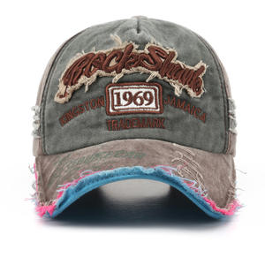 Y2Kファッションスエードアップリケ刺繍リップドハット乱れたストリートウェア野球帽男性用 - Product Image 2