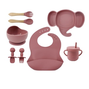 Juego de Alimentación Multifuncional para Bebés, 6 Piezas, Plato de Madera con Diseño de Elefante, Vaso Antiderrames, Tenedor y Cuchara - Product Image 2