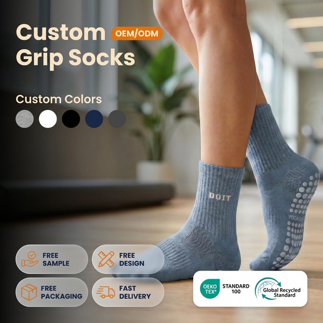 Women Yoga Designer Socks Breathable Custom Socks Logo Grip Sports Socks Non Slip Custom Yoga Grip Socks for Pilates Teacher