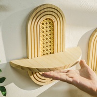 Rak Pot bunga dinding kayu padat kreatif Modern baru lintas batas Oval berulir rotan kerajinan kayu vertikal aksen dinding rumah