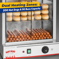 Machine à hot-dogs électrique commerciale Dontalen en acier inoxydable 304 avec chauffe-pains et verre anti-buée, personnalisable avec logo