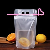 Sacs transparents réutilisables à fermeture éclair, sachets de boisson à fermeture éclair personnalisés nouvelle pochette transparente avec paille en plastique pour boisson, jus, capri, pochette solaire
