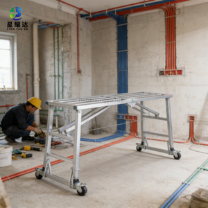Plateforme de travail pliable en <span class=keywords><strong>aluminium</strong></span> robuste et moderne, escabeau portable à 8 marches, capacité de charge de 150 kg <span class=keywords><strong>pour</strong></span> la construction - Product Image 4