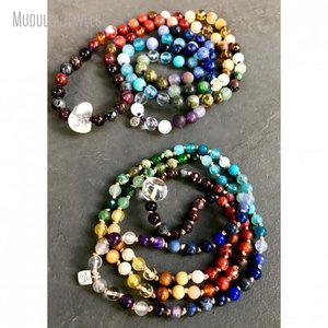 MN31873 Collar Mala <span class=keywords><strong>de</strong></span> 7 Chakras, Joyería <span class=keywords><strong>de</strong></span> Piedra <span class=keywords><strong>de</strong></span> Cuarzo <span class=keywords><strong>de</strong></span> Cristal Curativo para Yoga, Oración, 108 Cuentas Mala Hechas a Mano - Product Image 4