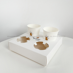 Vol pliable durable personnalisé 4 fentes plateau de support de porte-gobelet blanc emmêlé pour les gobelets en plastique/papier à emporter café - Product Image 4