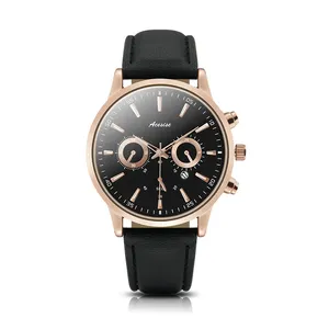 Saat-Reloj de alta calidad para hombre, accesorio de pulsera de aleación de vidrio con hebilla redonda, resistente al agua hasta 3 ATM