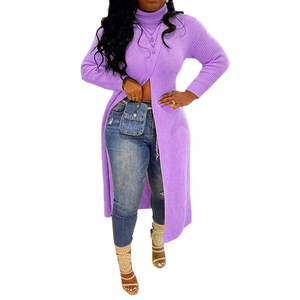 Fall and Winter Casual Solid Color Knit Irregular Turtleneck Long <b>Blouses</b> Women Fashion - Product Image 2