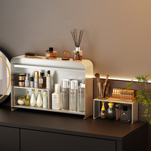 Cosmetics Storage Box Metal Dustproof Large Capacity Desktop Organizer For Home Dorm Makeup Shelves - Product Image 3