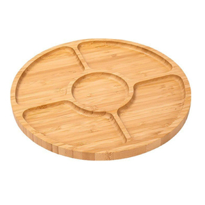 Plato de Servir Redondo de Bambú Moderno, Ecológico y Duradero, con 5 Compartimentos, para Fiestas y Eventos en el Hogar - Product Image 1