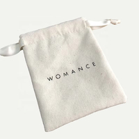 Sac en toile à cordon personnalisé avec logo imprimé, emballage cadeau pour bijoux, pochette en toile de coton biologique