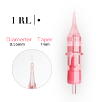Aiguille de cartouche PMU CRISTAL ROSE Naturalness 1RL 0.35MM YD avec contrôle d'encre amélioré et travail propre
