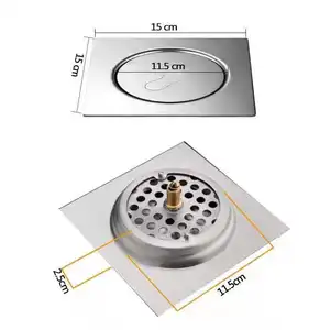 Personalizzabile moderno <span class=keywords><strong>scarico</strong></span> <span class=keywords><strong>doccia</strong></span> quadrato rapido che sbloccano il bagno in acciaio inossidabile <span class=keywords><strong>scarico</strong></span> a pavimento rimovibile dimensione del Logo - Product Image 2