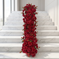 Boule de fleurs artificielles populaire, roses rouges mélangées, centre de table pour décoration de mariage et fournitures