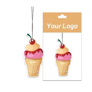 Vente en gros papier odeur carte suspendu parfum de voiture de luxe longue durée personnalisé crème glacée forme papier <span class=keywords><strong>d</strong></span>ésodorisant - Product Image 1