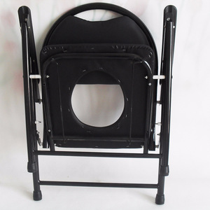 Folding <b>Commode</b> Chair Black <b>Portable</b> Toilet Chair For Seniors And Pregnant Women With Backrest And Armrests - Product Image 4