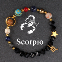 Bracelets de charme du zodiaque en gros pour couple, 12 constellations, perles de pierre de cristal de guérison, cadeaux d'anniversaire du zodiaque Cancer