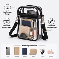 Sac bandoulière transparent en PVC avec logo personnalisé, approuvé pour les stades, sangle réglable, sac à bandoulière transparent, cadeau OEM, vente en gros