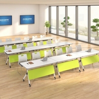 Table de formation mobile à plateau rabattable peu encombrante avec roulettes, modulaire et empilable, pour salle de classe, école, réunion, mobilier de bureau