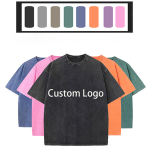 T50001 cổ điển axit rửa bông t Áo sơ mi Boxy phong cách quá khổ 100% 230gsm Retro thường lỏng phù hợp với ngắn tay áo trống vải - Product Image 1