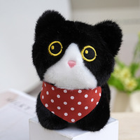 Porte-clés chat en peluche mini mignon, chaton siamois noir moelleux et duveteux, breloque de sac, pendentif jouet en peluche pour machine à griffes
