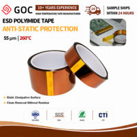 Ruban de masquage antistatique en silicone ESD 55m, haute température, 6kV, ambre, pour fabrication électronique de circuits imprimés (PCB) et semi-conducteurs (SMT)